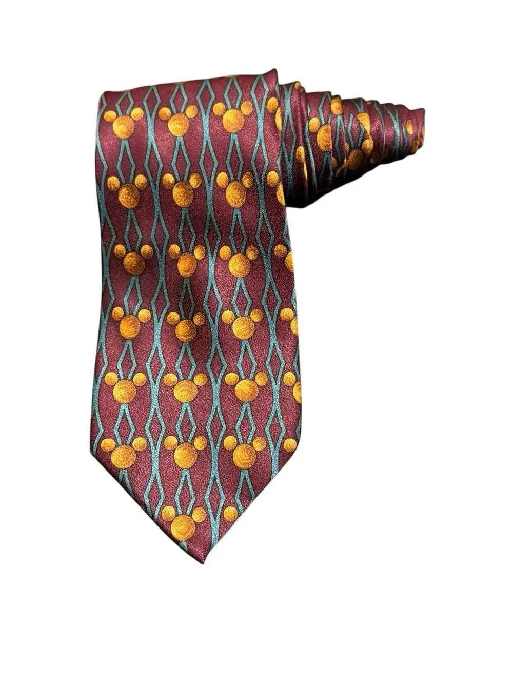 Walt Disney World Hidden Mickey Mouse Pattern Novelty Necktie 100% Silk.